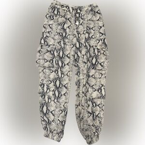 Lioness Black and White Snake Print Joggers | Sz XS